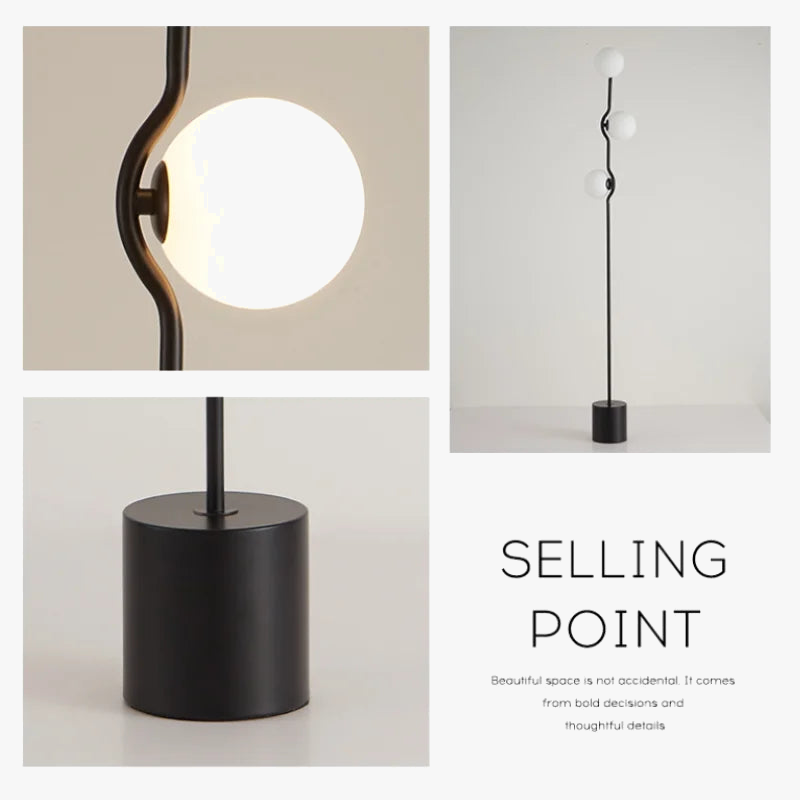 lampadaire post-moderne design nordique à trois têtes en verre blanc