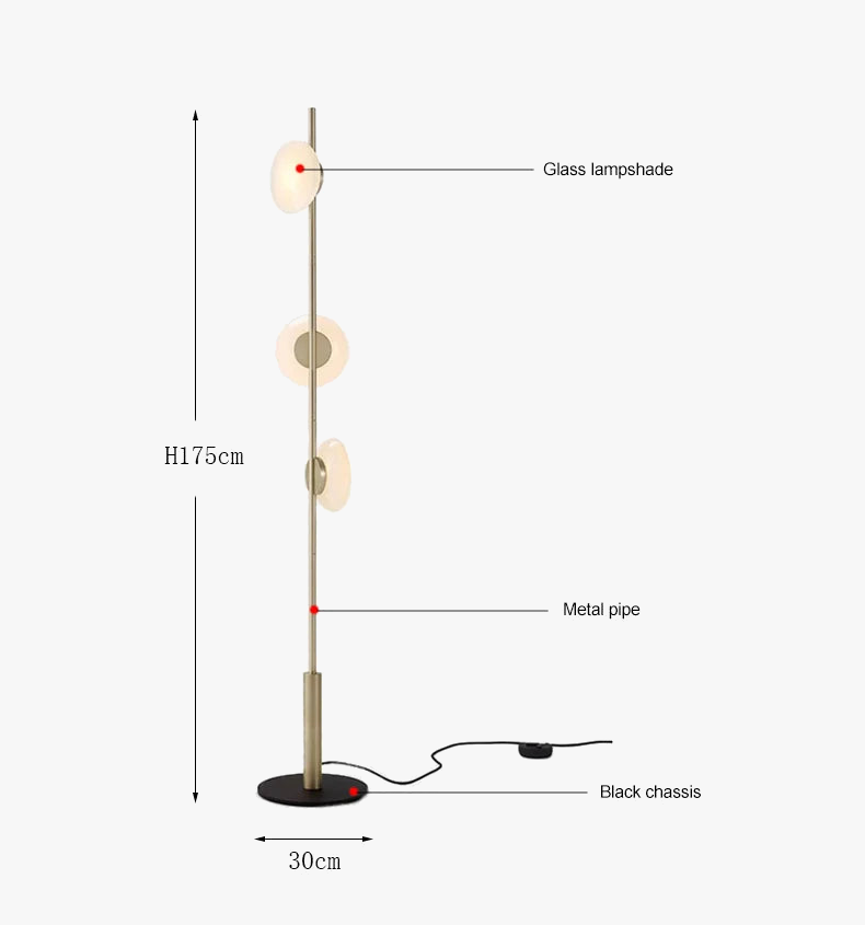 lampadaire postmoderne ceto lampe de sol design en verre et led