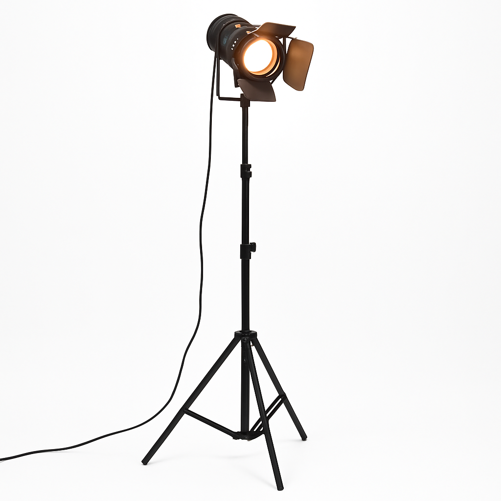 Lampadaire projecteur sur pied ajustable façon cinéma