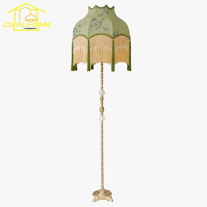lampadaire rétro en cuivre avec pampilles art zen décoratif