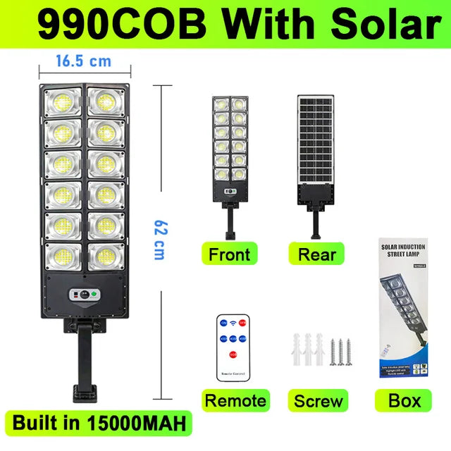 lampadaire solaire 600000 lumens avec capteur de mouvement étanche
