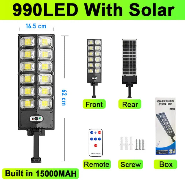lampadaire solaire 600000 lumens avec capteur de mouvement étanche