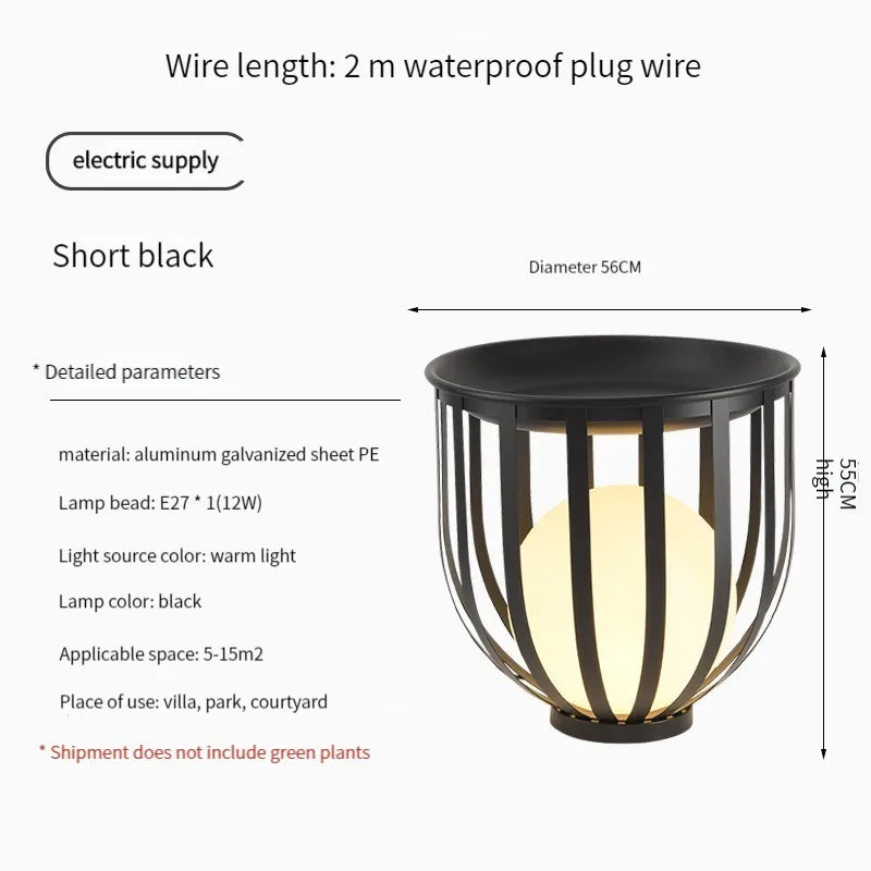 Lampadaire solaire de jardin lampe nordique en pot de fleurs pour Villa cour cour passerelle couloir décor extérieur IP65 éclairage étanche