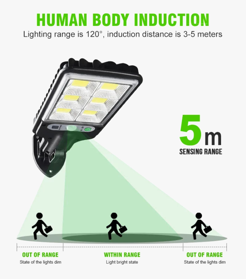 lampadaire solaire extérieur avec télécommande et détection humaine