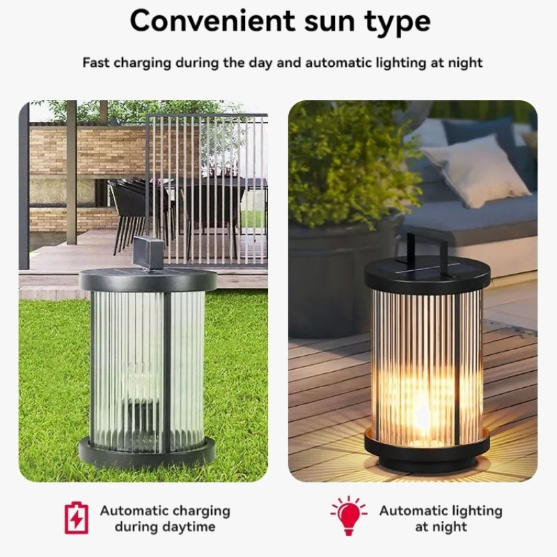 lampadaire solaire extérieur étanche en verre pour jardin