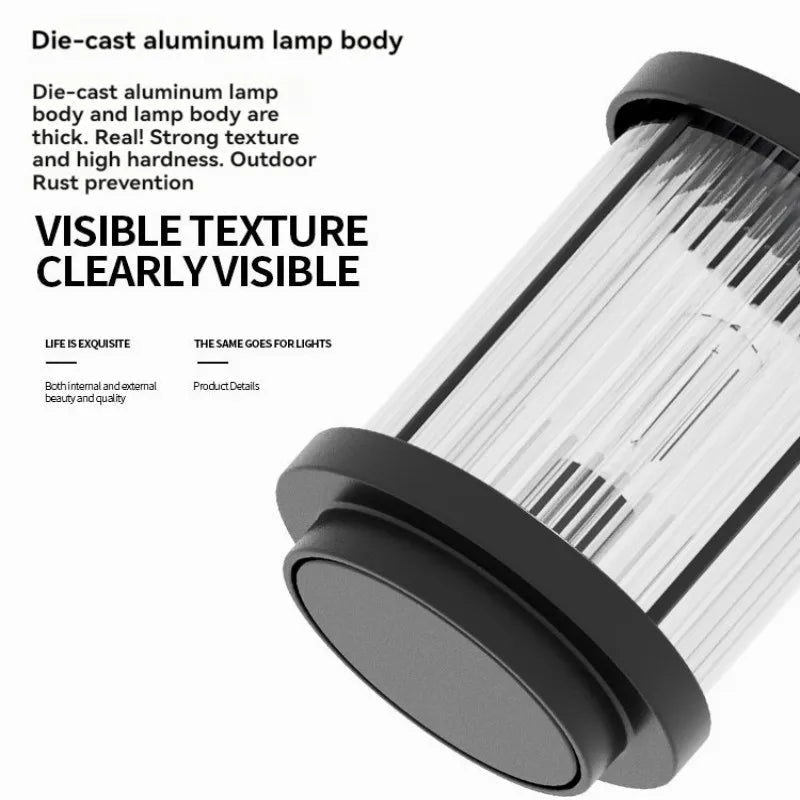 lampadaire solaire extérieur étanche en verre pour jardin