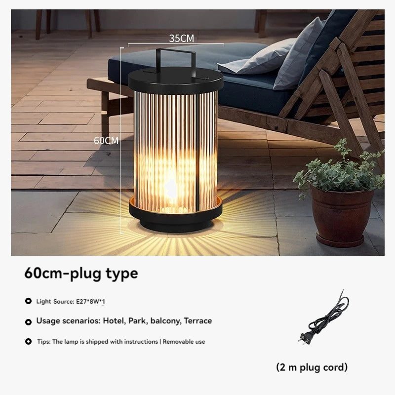 lampadaire solaire extérieur étanche en verre pour jardin