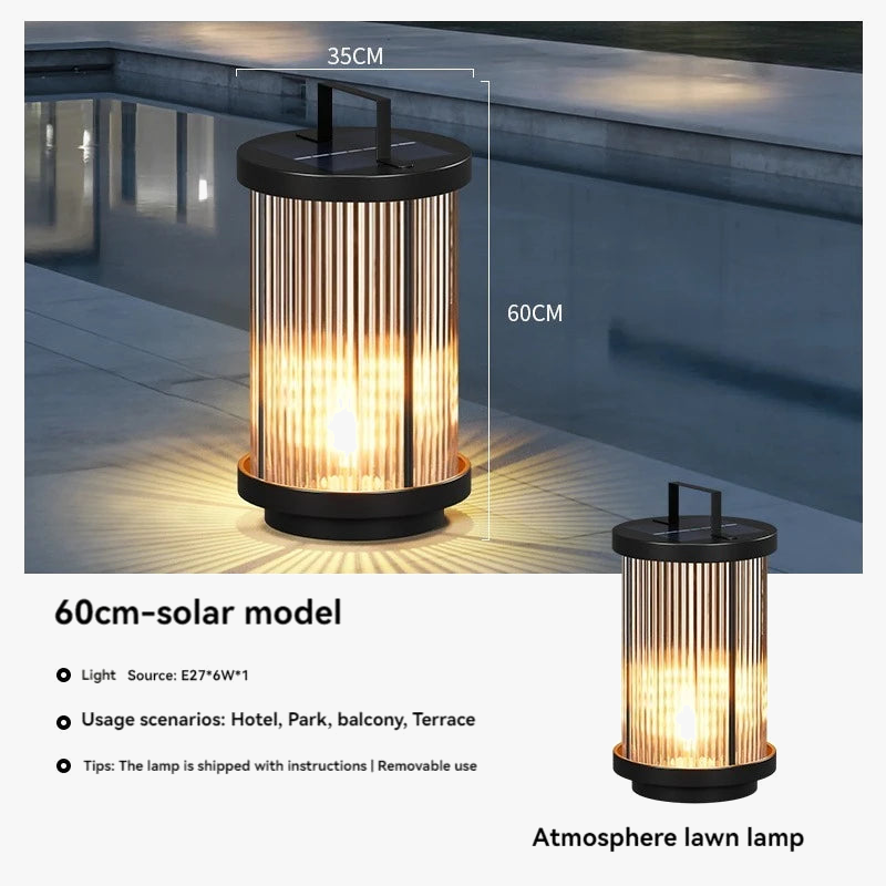 lampadaire solaire extérieur étanche en verre pour jardin