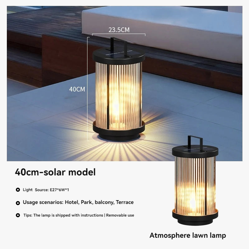 lampadaire solaire extérieur étanche en verre pour jardin