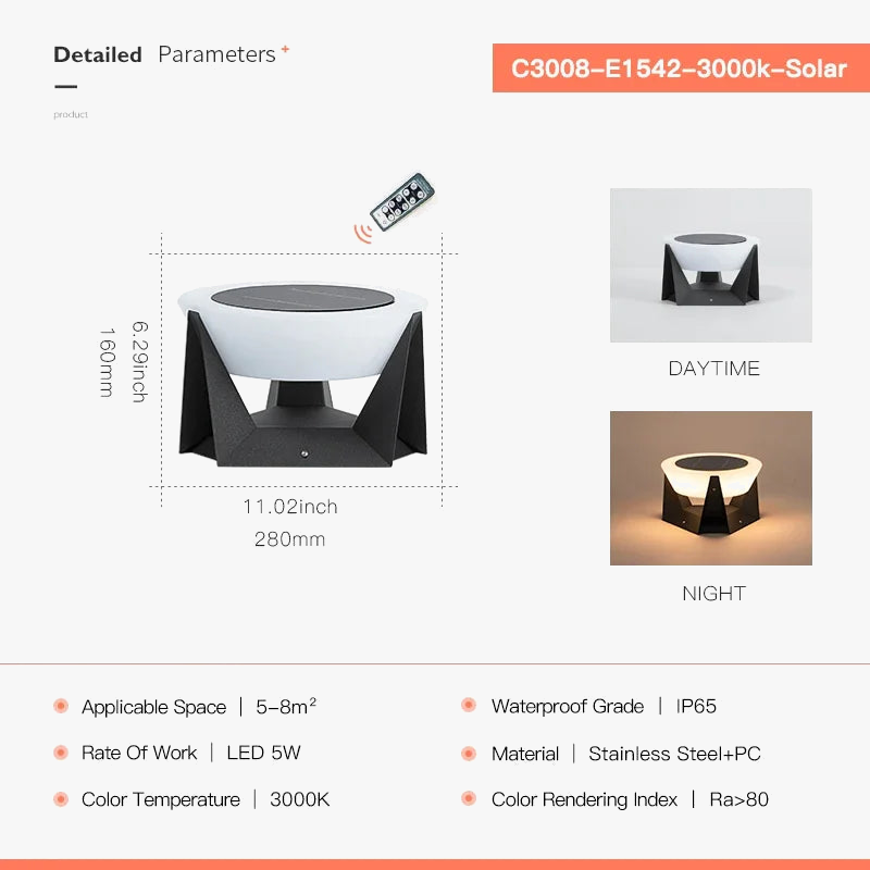 lampadaire solaire moderne pour jardin et terrasse