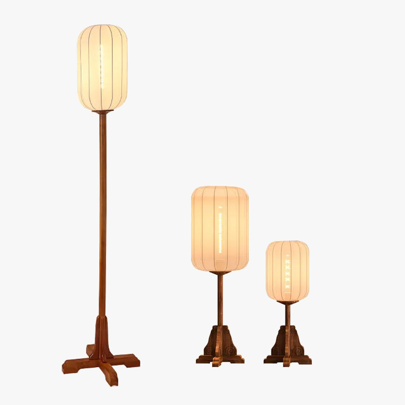 lampadaire style vintage en tissu bois cuivre pour hôtel restaurant