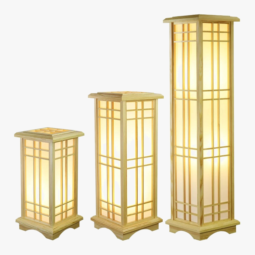 lampadaire tatami japonais moderne en bois massif led