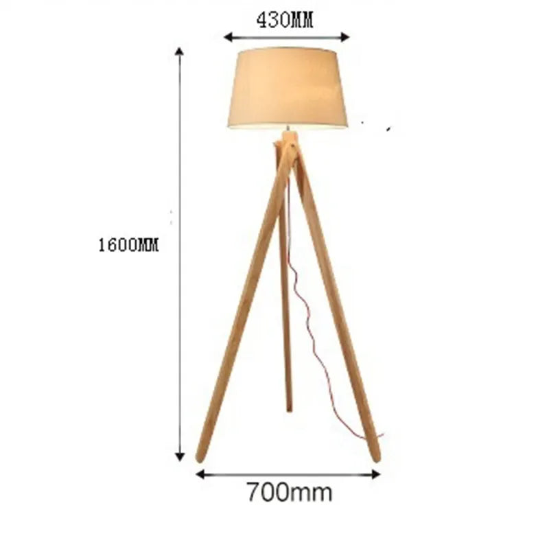 lampadaire trépied rétro industriel en bois argenté doré créatif