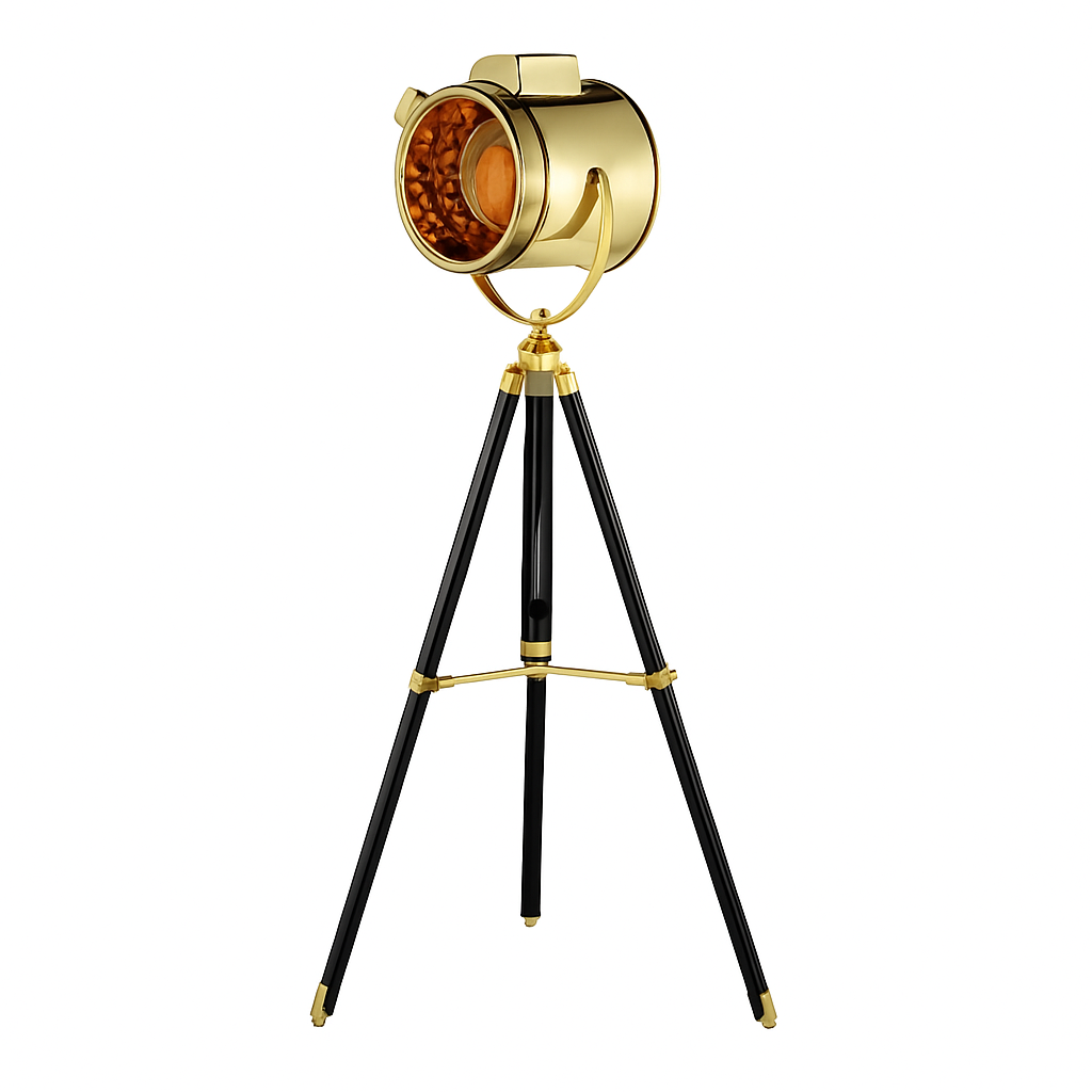 Lampadaire tripode à spot retro chromé Studio