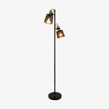 Lampadaire vintage à double tête en métal noir Priam
