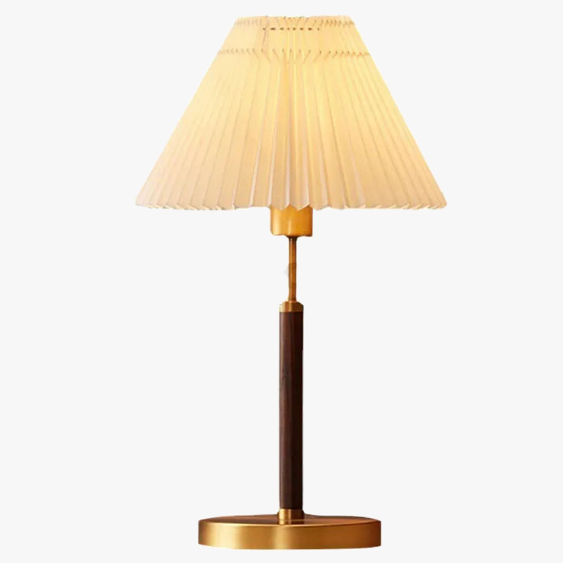 lampadaire vintage en bois avec tissu plissé design élégant