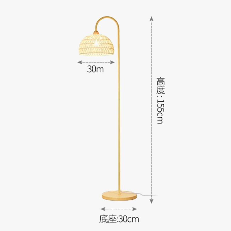 lampadaire vintage en rotin pour éclairage intérieur ambiance