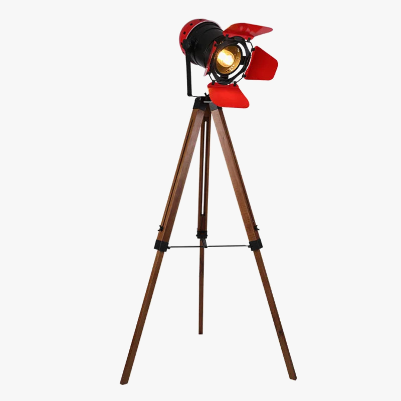 lampadaire vintage led en bois pour studio photographie
