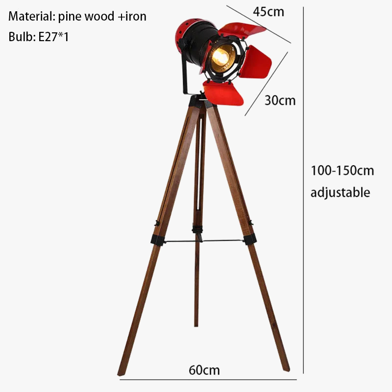lampadaire vintage led en bois pour studio photographie