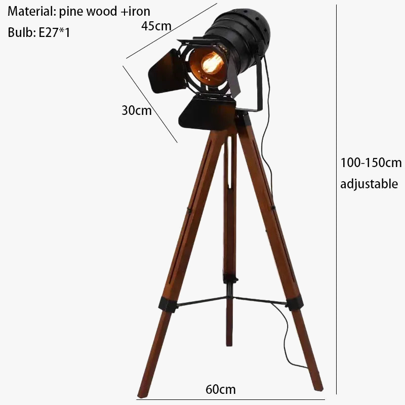 lampadaire vintage led en bois pour studio photographie