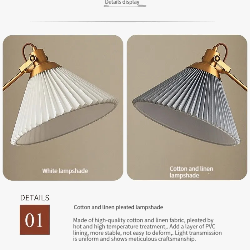 lampadaire vintage premium luxe plissé tissu