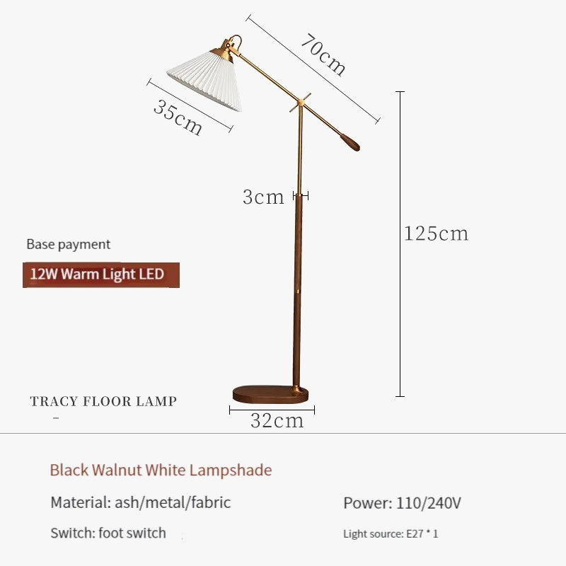 lampadaire vintage premium luxe plissé tissu