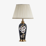 Lampe à poser LED en céramique noire avec abat-jour colorée style Japonais