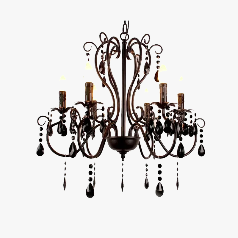 lampe à bougie en fer et cristal de luxe pour décoration intérieure