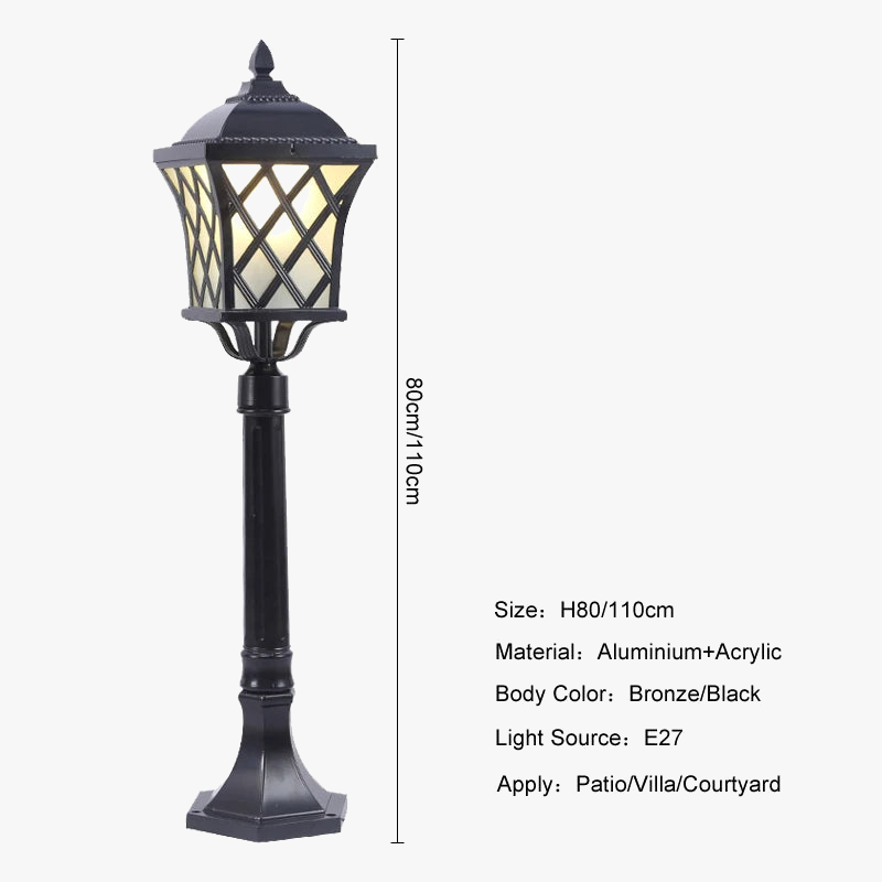 lampe colonne extérieure imperméable pour jardin et allée