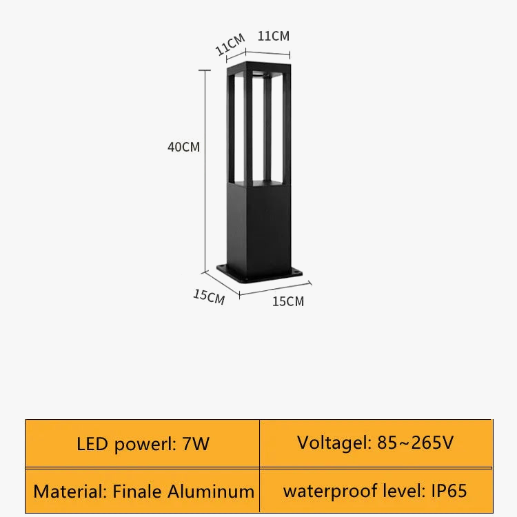 lampe d'extérieur moderne étanche en aluminium pour jardin