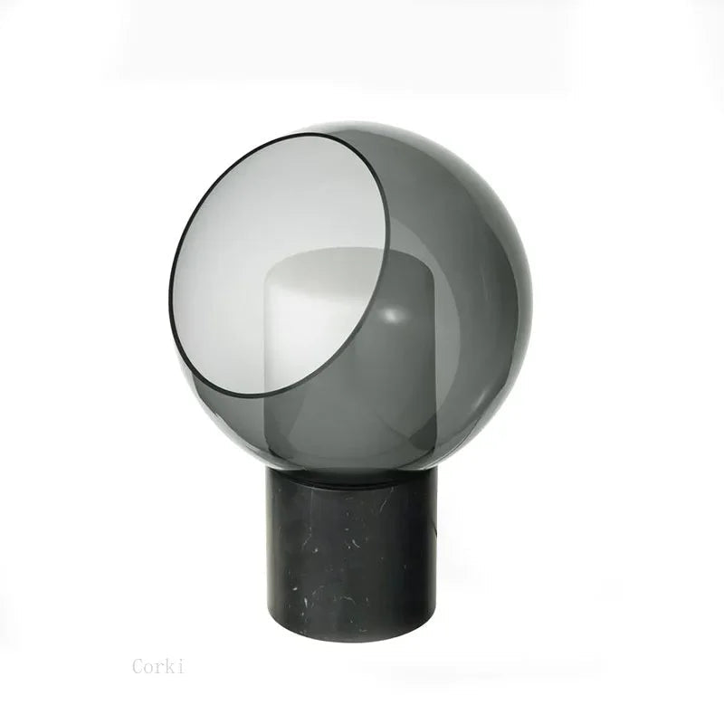 lampe de bureau en marbre design abat jour en verre moderne