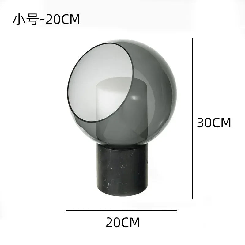 lampe de bureau en marbre design abat jour en verre moderne