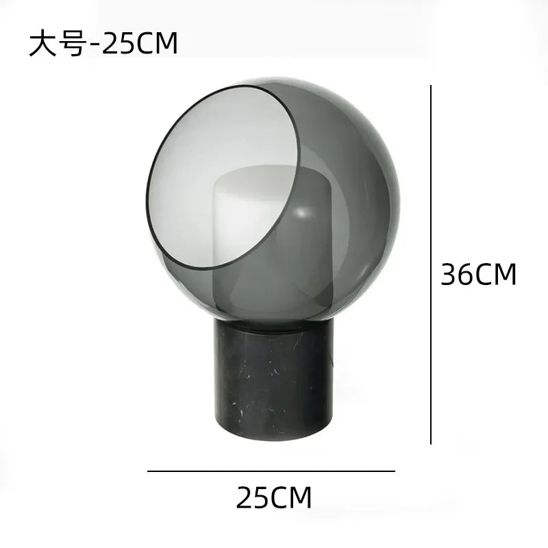 lampe de bureau en marbre design abat jour en verre moderne
