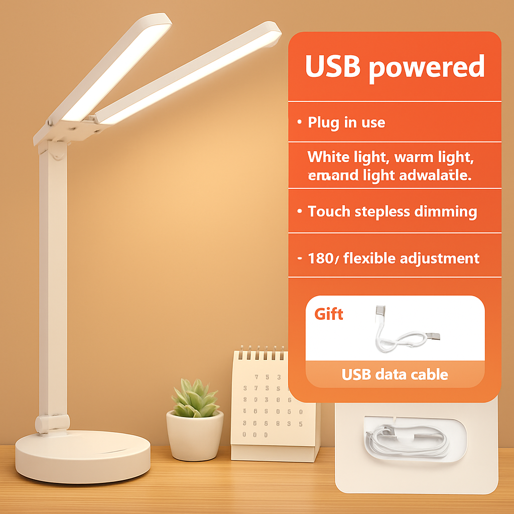 Lampe de bureau LED 3 niveaux réglable tactile veilleuse USB Rechargeable Protection des yeux lampe de Table pliable pour chambre chevet lecture