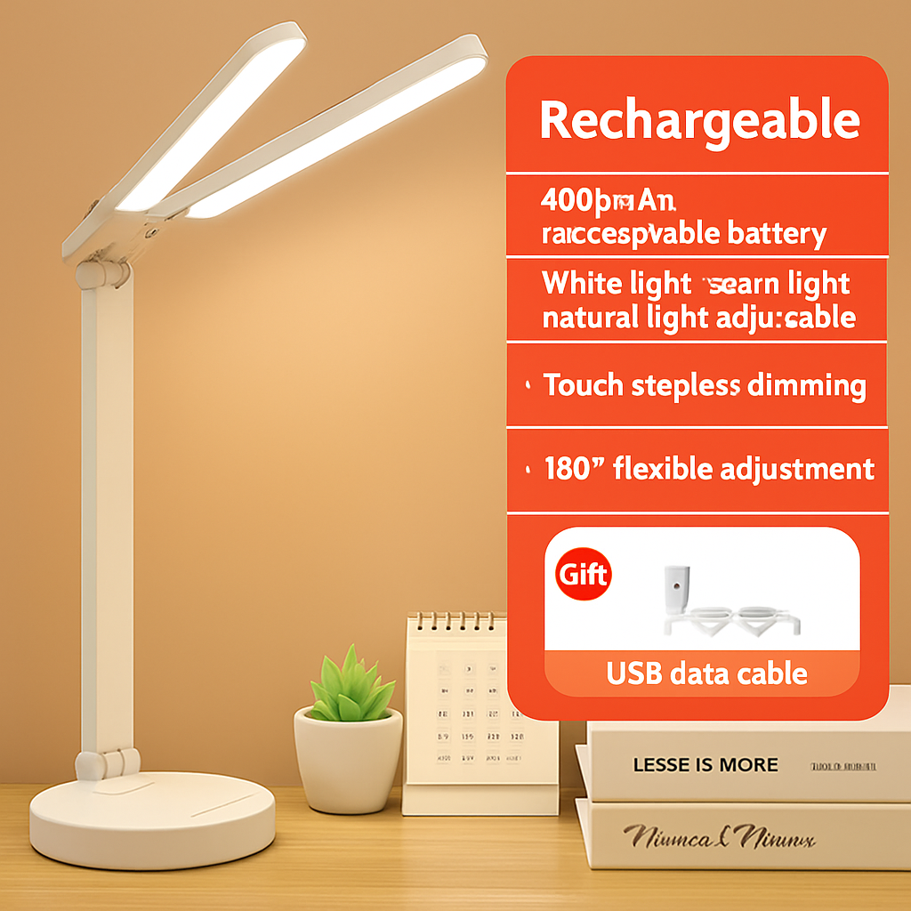 Lampe de bureau LED 3 niveaux réglable tactile veilleuse USB Rechargeable Protection des yeux lampe de Table pliable pour chambre chevet lecture