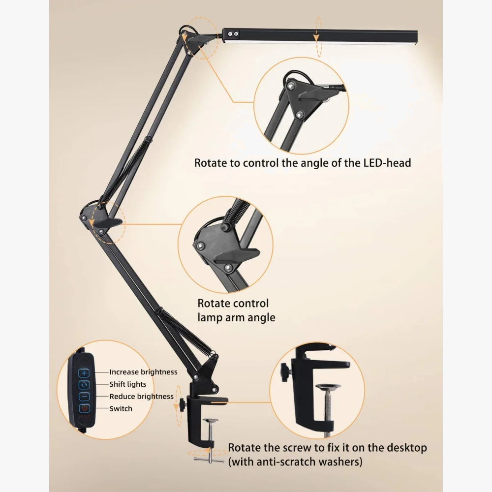 Lampe de bureau LED avec pince 10W