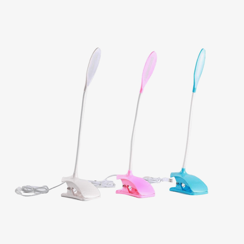 Lampe de bureau LED colorée à pince et USB