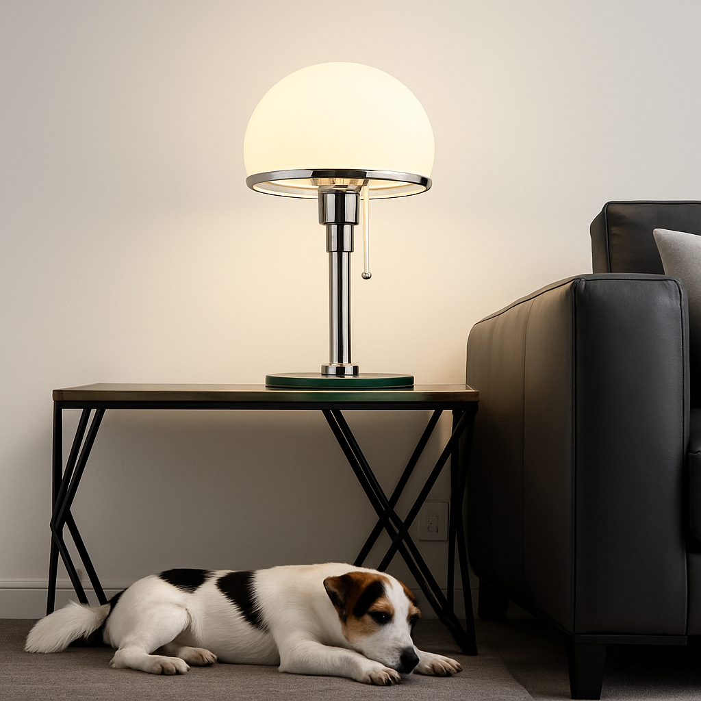 lampe de bureau led design nordique en verre et acier inoxydable
