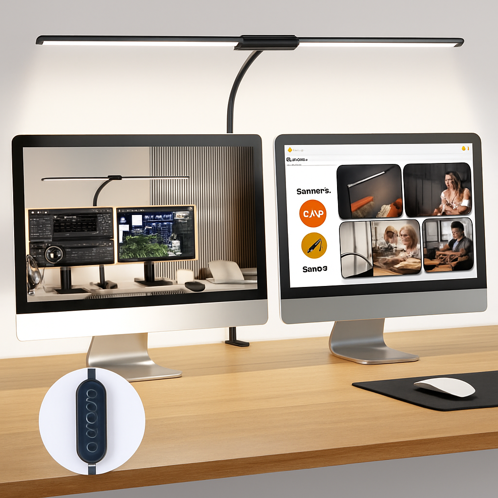 lampe de bureau led à pince 360° 3 modes 10 luminosités simple/double