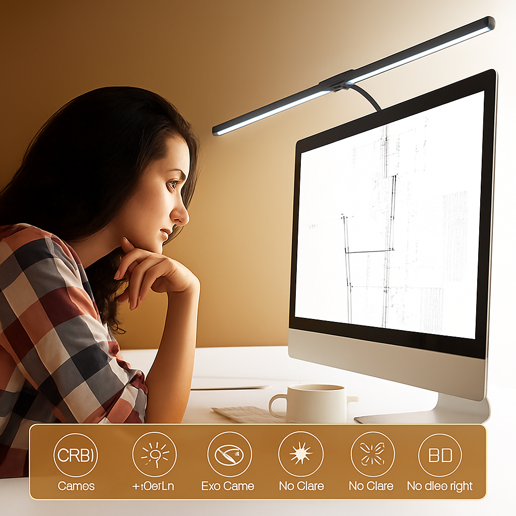 lampe de bureau led à pince 360° 3 modes 10 luminosités simple/double