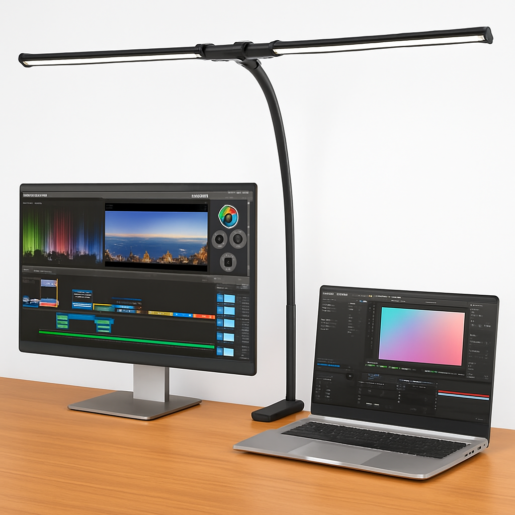 lampe de bureau led à pince 360° 3 modes 10 luminosités simple/double