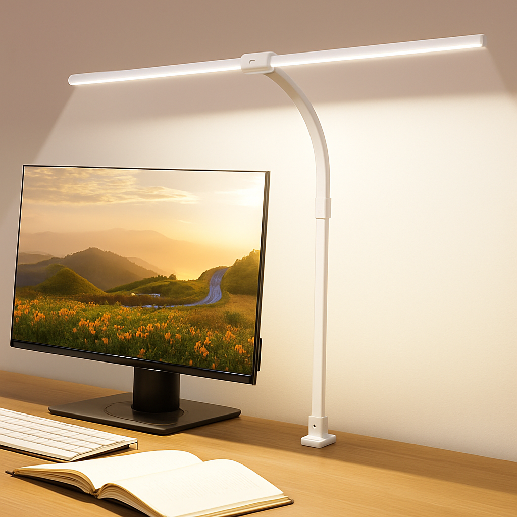 lampe de bureau led à pince 360° 3 modes 10 luminosités simple/double