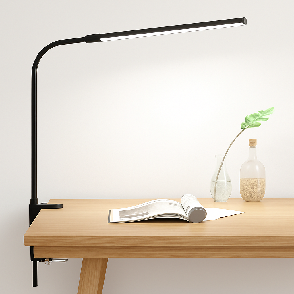 lampe de bureau led à pince 360° 3 modes 10 luminosités simple/double