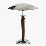 lampe de bureau nordique en bois avec abat-jour chromé