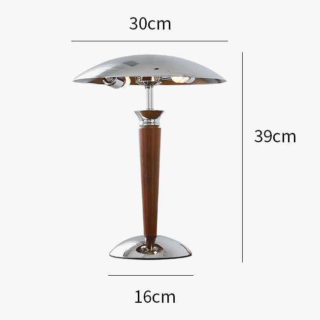 lampe de bureau nordique en bois avec abat-jour chromé