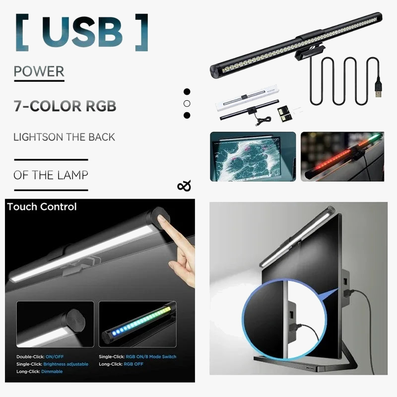 lampe de bureau portable usb avec lumière rvb ambiance