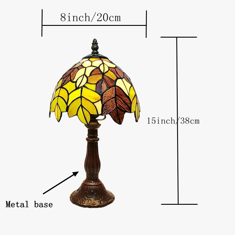 lampe de bureau tiffany en verre coloré avec support métal