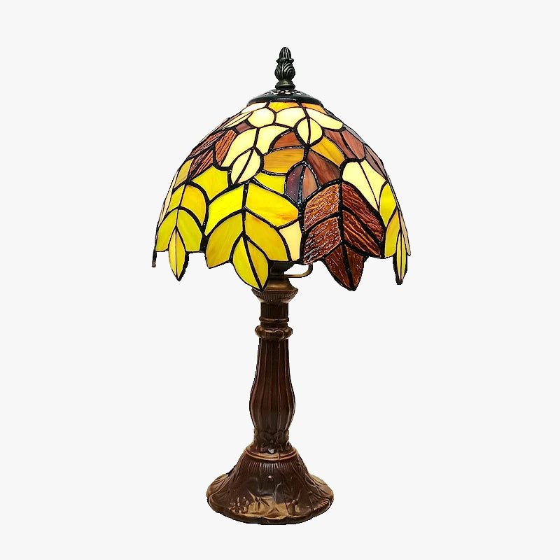 lampe de bureau tiffany en verre coloré avec support métal