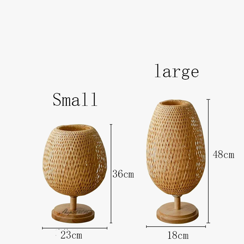 lampe de bureau vintage en bambou artisanale en bois naturel