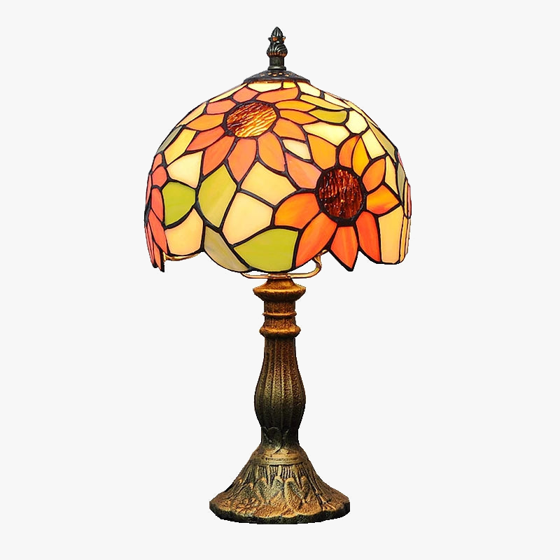 lampe de bureau vintage tournesols en verre tiffany pour cadeaux